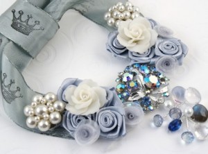 Chunky Blue and White Bridal Necklace