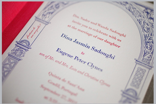 Navy and Red Wedding Invitation