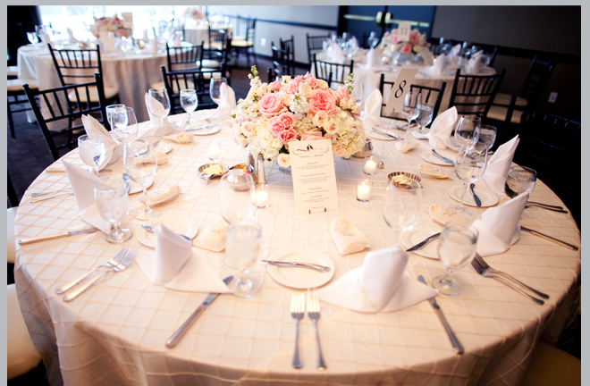 reception table cream and pink