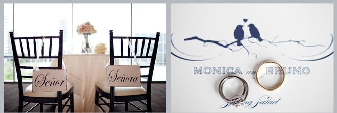 wedding chair signs, wedding rings, mexican wedding