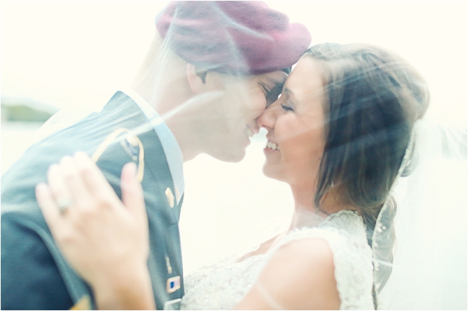 Bride and Groom under veil