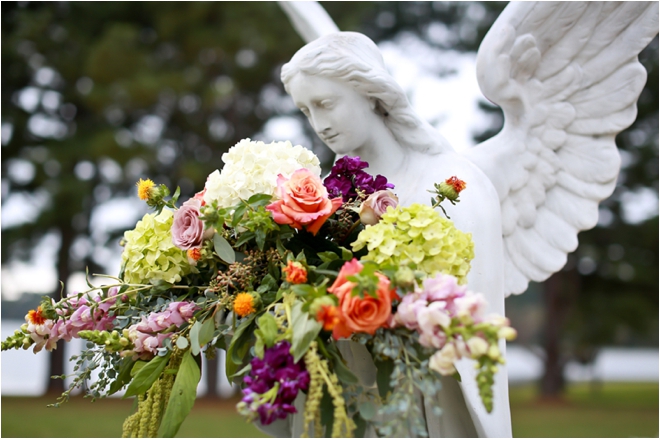 Statue with flowers