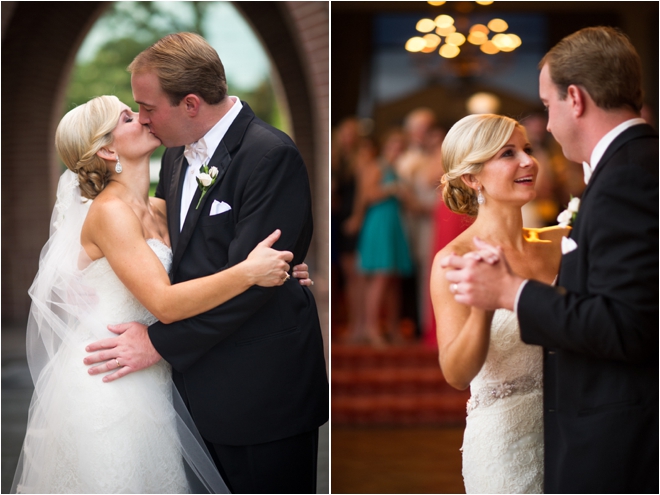 Bride and Groom kissing and dancing