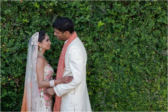 bride and groom posing