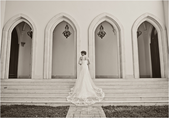 Bridal portrait outside on stairs