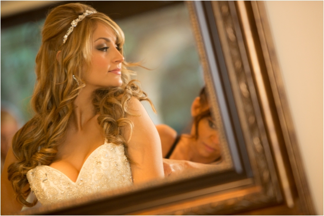 Bridal portrait in mirror