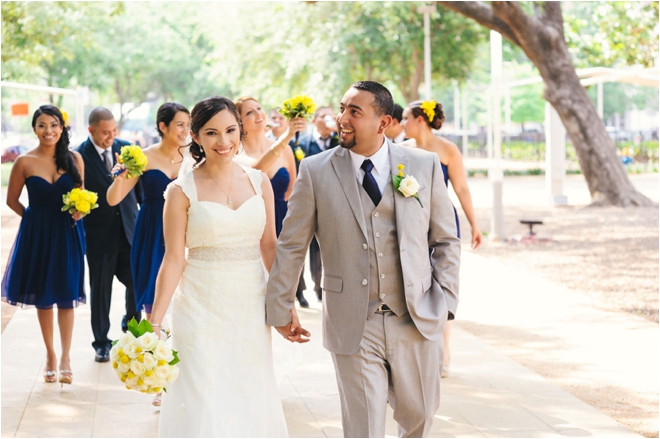 Navy, Gray and Yellow Spring Wedding with Outdoor Ceremony at The Grove