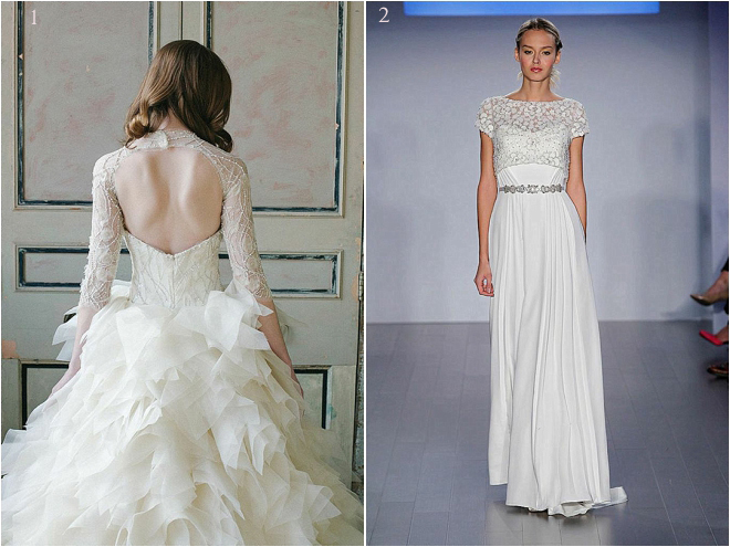 Lace Embroidered Long Sleeve and Cap Sleeve Bridal Gowns