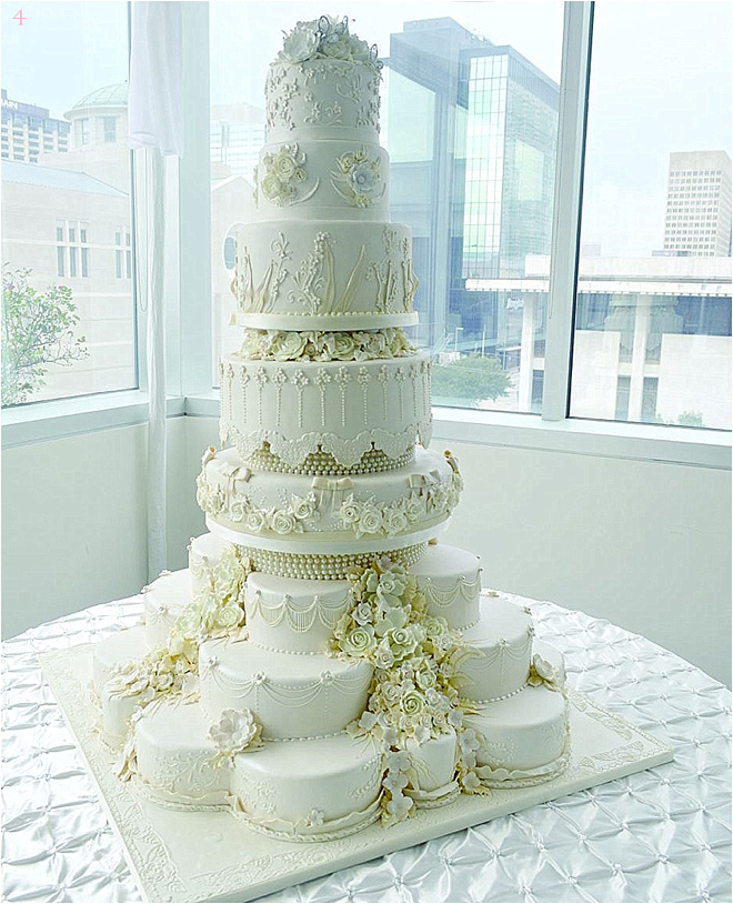 Multi-Layer-Wedding-Cake-with-Flowers-and-Pearls