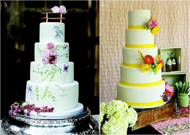 Tiered-Wedding-Cake-with-Bright-Colors-and-Floral-Touches