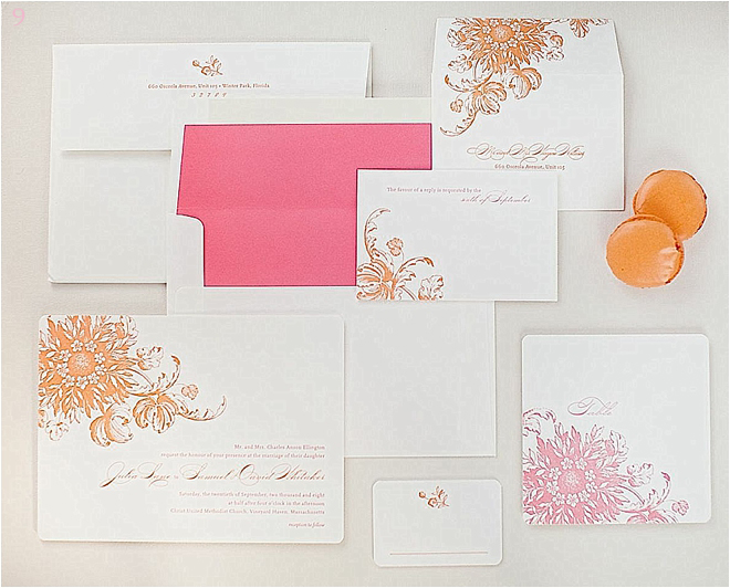 Pink and Orange Wedding Invitations 