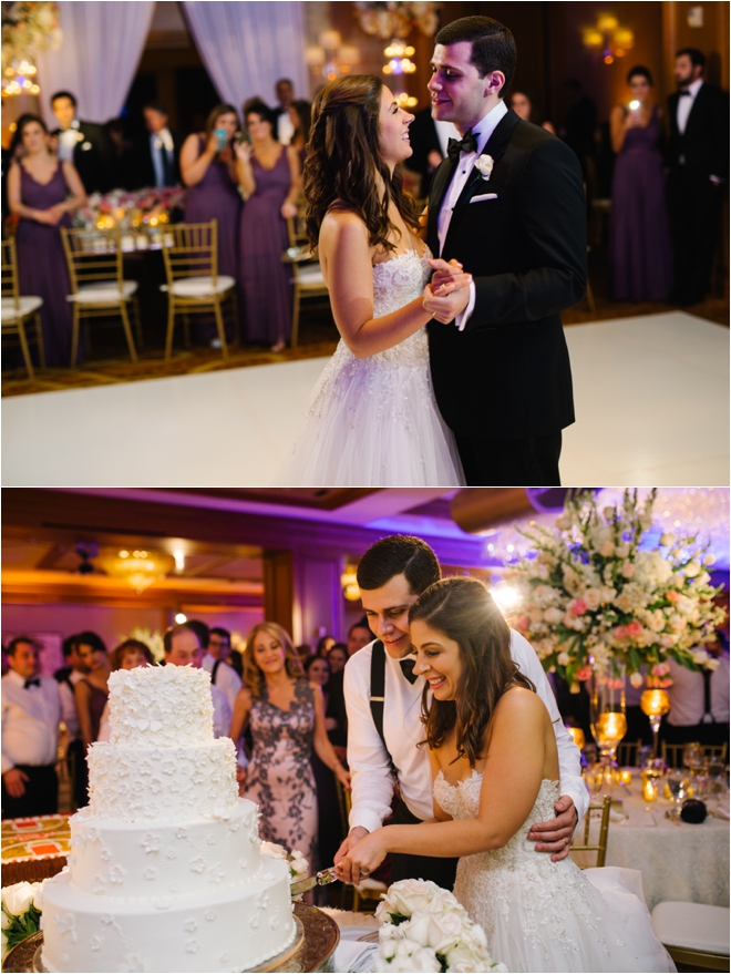 Bride-and-Groom-Cutting-Cake-and-First-Dance