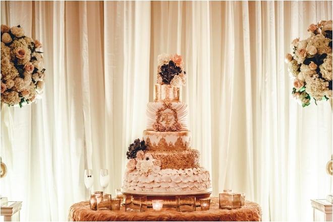 White-Gold-and-Black-Wedding-Cake