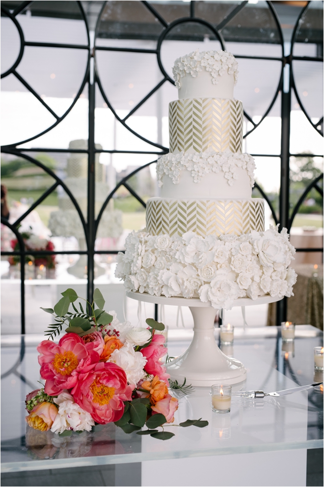 White-and-Gold-Chevron-Cake