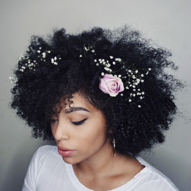 Flower Curly Fro Hair Style