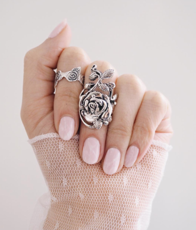 Pink and White Marble Manicure