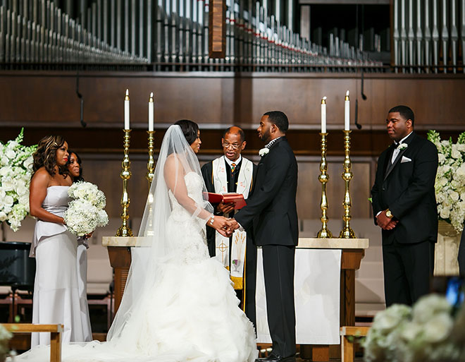 Church Wedding Ceremony, Altar, Exchanging of Vows, Bible Verses about Love, Black Couple