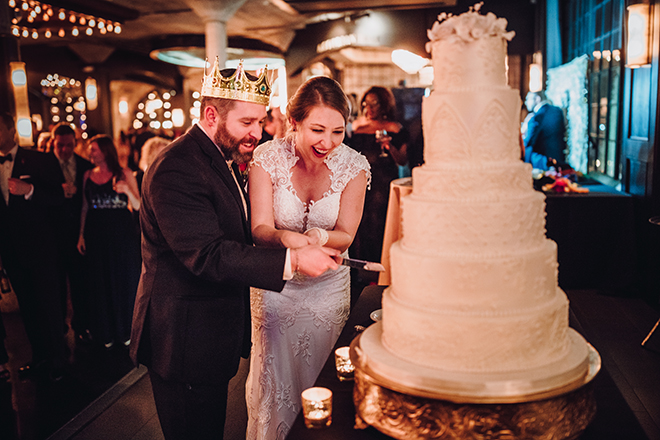 Real Wedding, Houston Couple, Newlywed, The Astorian, Ama by Aisha, Winter Wedding, Red Wedding, Marine, Military, Cordua Catering, Cakes By Gina, Cake Cutting