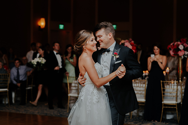 real wedding houston wedding the woodlands resort & conference center first dance bride and groom reception dance floor