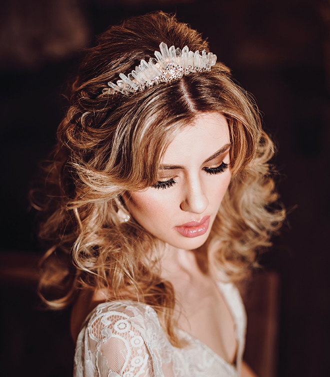 bridal hair & makeup beauty houston stylist crystal bridal tiara headpiece accessory long loose curls bridal hair and makeup wedding beauty wedding hairstyles