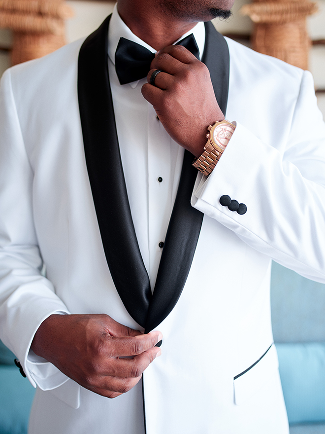 beach destination wedding, Mexico, Puerto Vallarta, summer wedding, groom, wedding tuxedo, wedding suits, men's wedding attire, white formal jacket