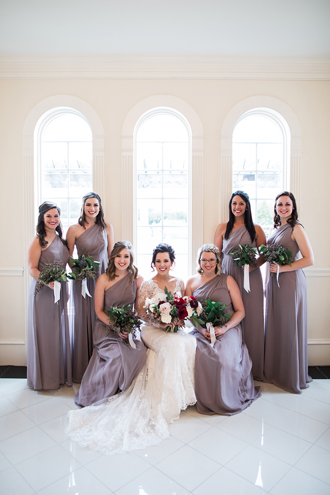 ashton garden wedding, houston wedding, bridal pary, bride with bridesmaids, purple bridesmaids dresses, lavendar