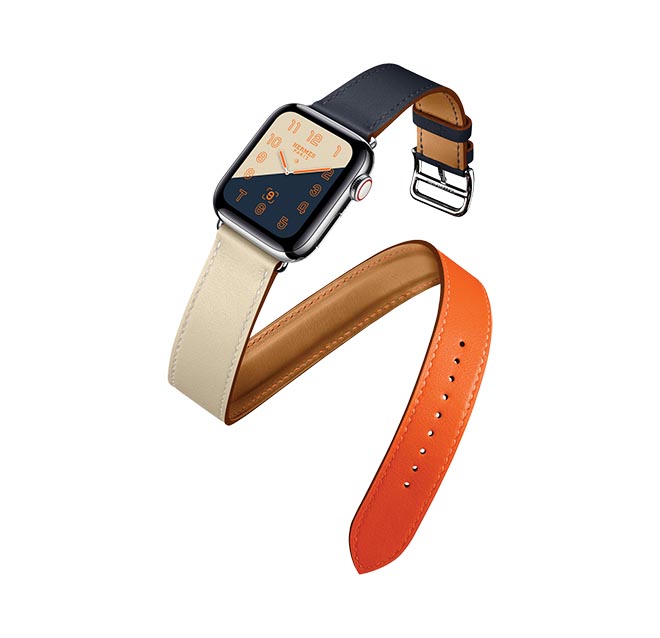 Wedding registry health fitness gifts Hermes 400 Series Apple Watch Orange and Blue