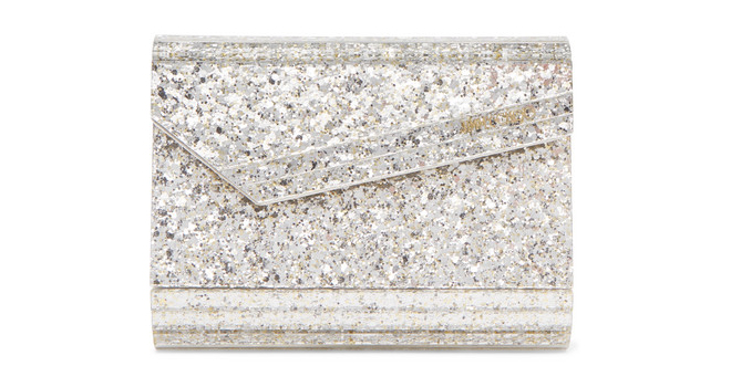 jimmy choo silver sparkly wedding clutch bridal shower looks