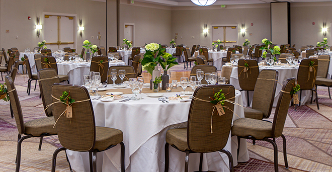 hotel wedding - hotel ballroom - simple elegant decor