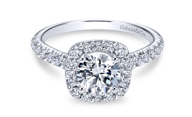 Cushion Halo Round Diamond Engagement Ring Bailey Banks Biddle