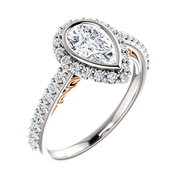 Pear Halo Diamond Engagement Ring houston