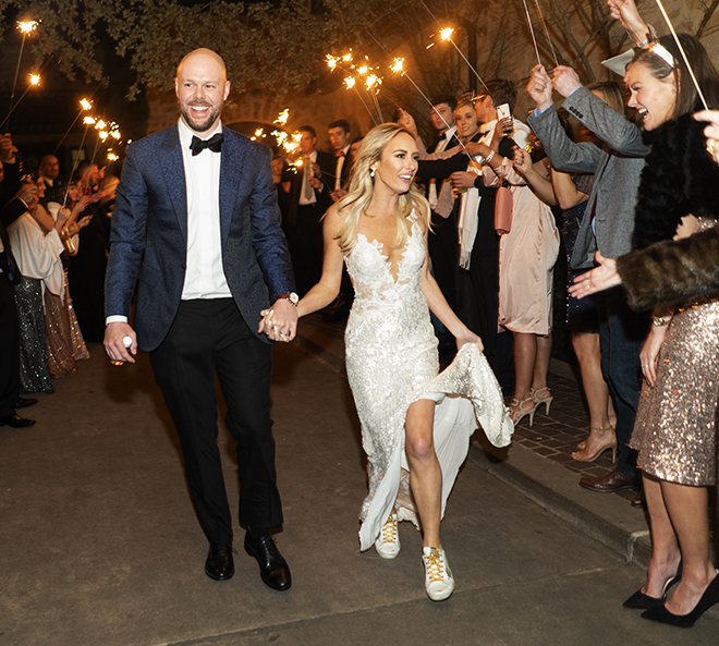 astros ryan pressly new year's eve wedding grand exit sparkler send off