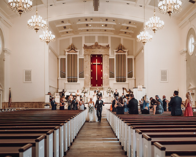 Intimate summer wedding, church ceremony, covid-19, coronavirus, guests, masks