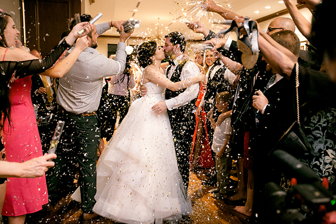 wedding sendoff, confetti poppers, reception entertainment, exit