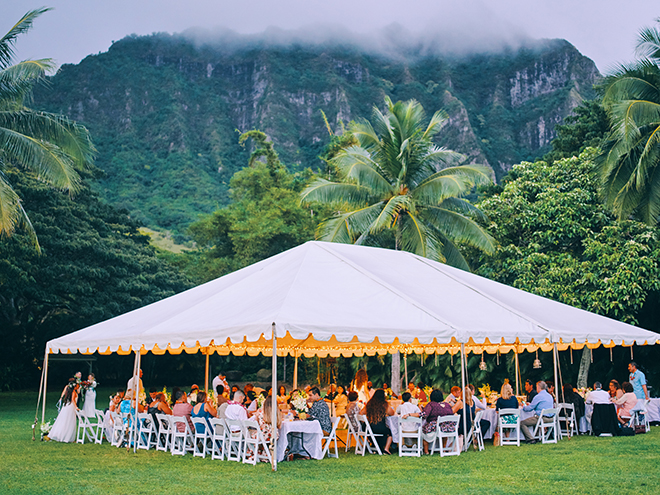 destination wedding, hawaii, wedding, photography, civic photos, videography, meant to be films, tropical, outdoor reception, tent