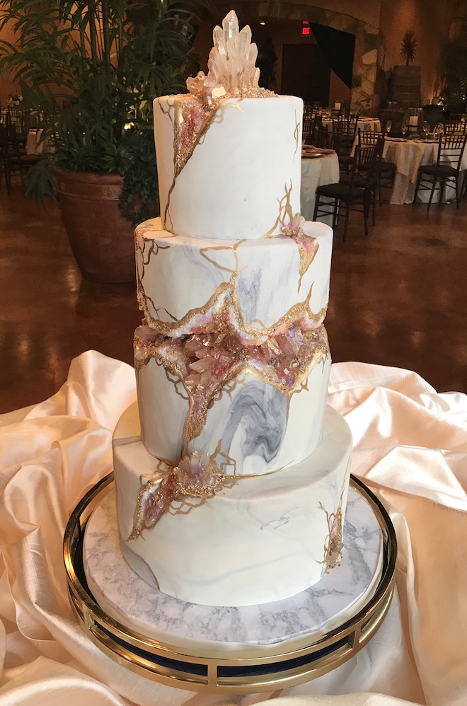 crystals, marble, geode, wedding cake, unique, custom design, cake design, common bond cakes