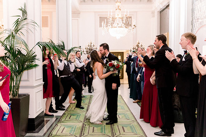 grand exit, send off, wedding ideas, st anthony hote, hotel venue, winter wedding