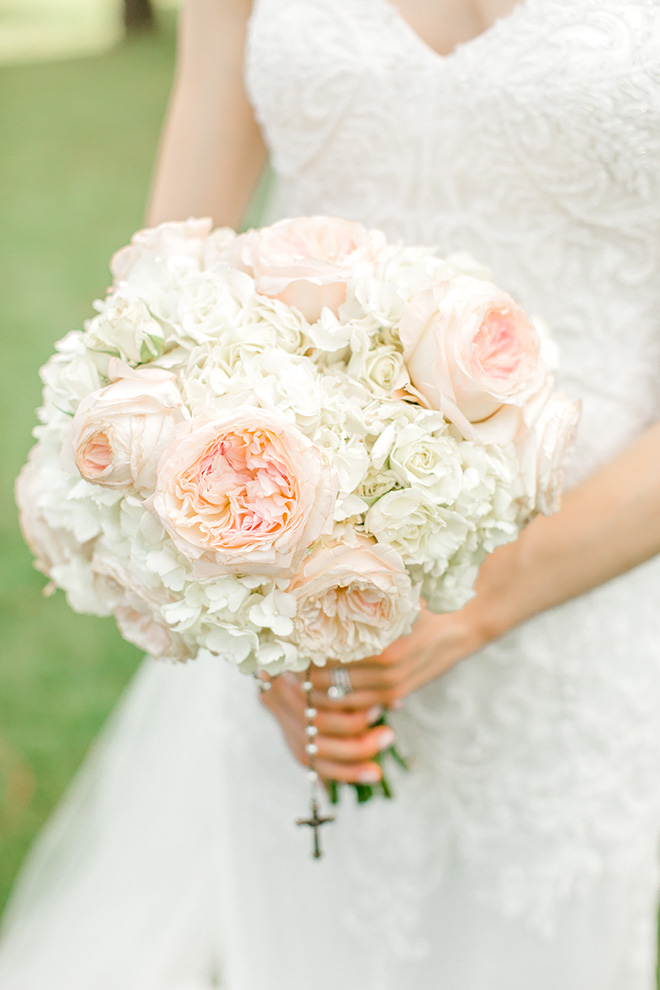 bridal bouquet, rosary, white, pink, rose