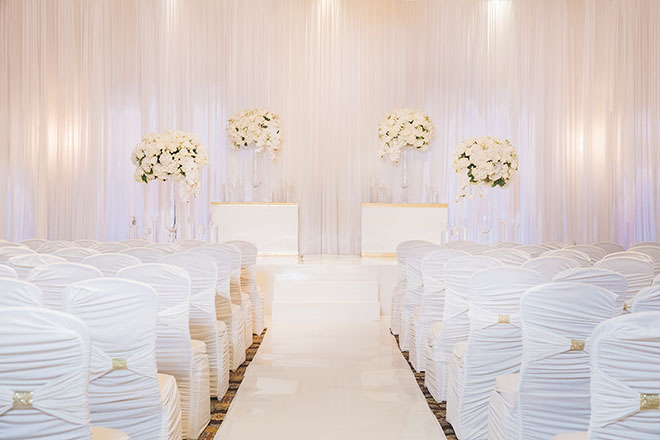 glamorous wedding, reception decor, wedding venue, real wedding, gold, white, ivory, ceremony decor, bayou city events center