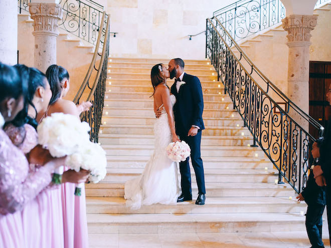 grand entrance, reception, staircase, luxury, bride, groom, civic photos, the bell tower on 34th