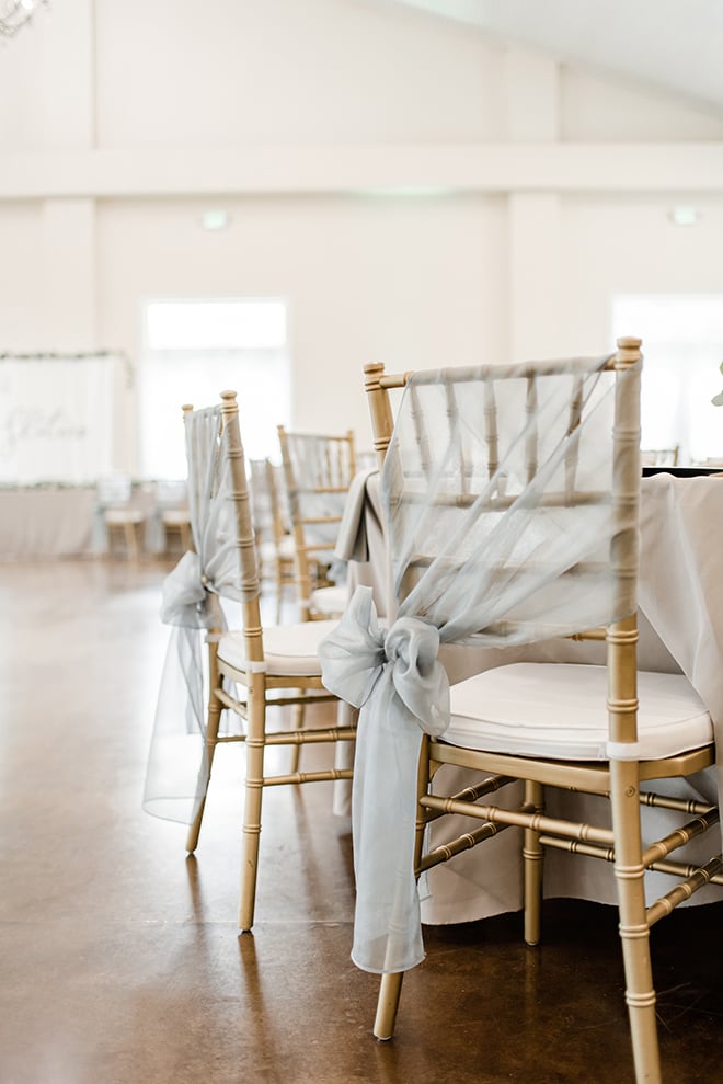 reception decor, chairs, chair covers, grey, estates at pecan park