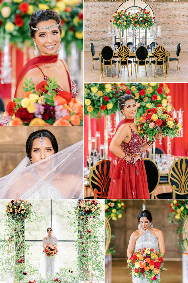 luxury, red flowers, indian wedding, ceremony decor, iron manor, montgomery, gold wedding