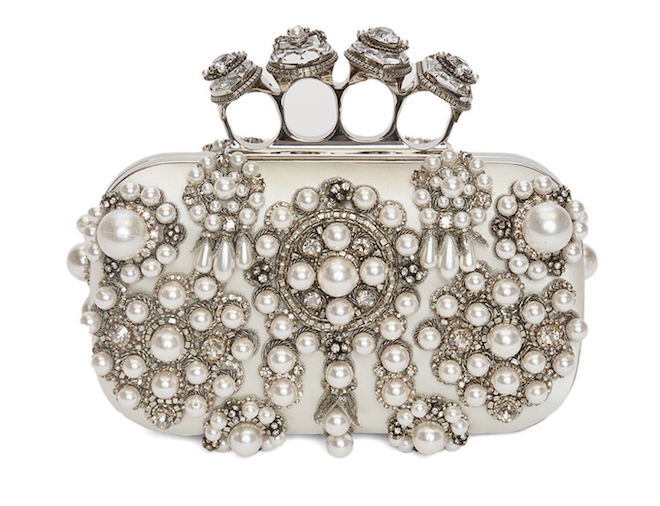 pearl bridal handbag, clutch, luxury, alexander mcqueen, unique, elegant, edgy, modern, 