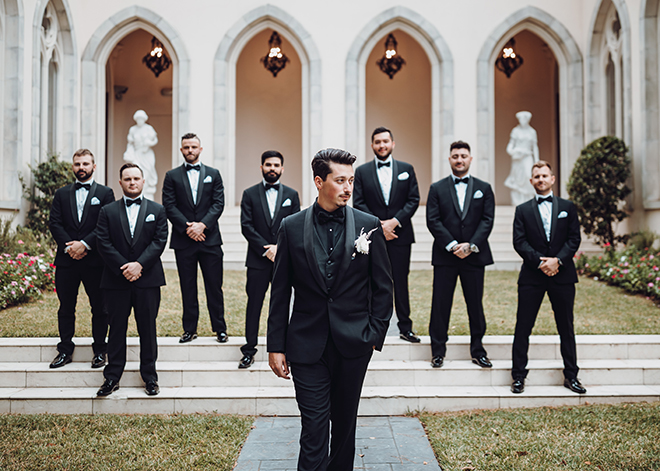 groomsmen, black suit, black bow tie, groom, groom suit, attire