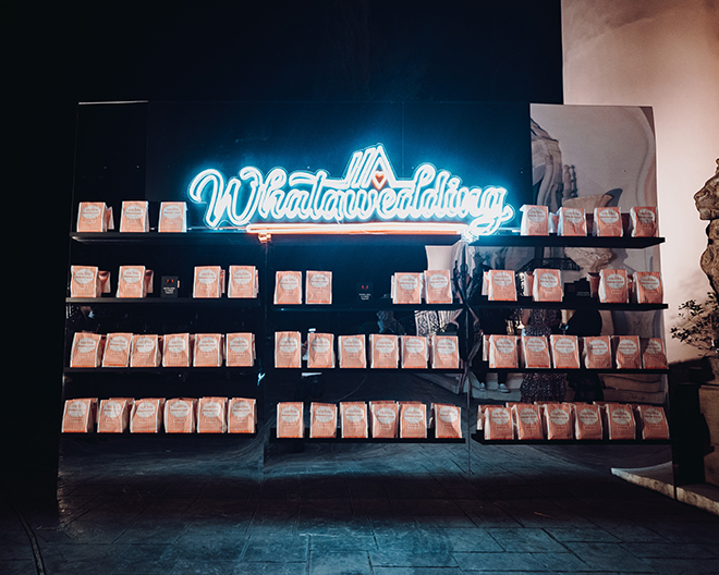 wedding favors, whataburger, neon sign, reception, wedding ideas, texas