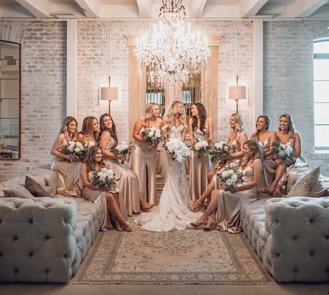 bridal suite, soho suite, the astorian, french, victorian, unique, luxury, beautiful, bride, bridesmaids, champagne bridesmaids dresses, silk, bride tribe, ama by aisha, bridal portrait, bride, poses, bridal gown, bridal hair, bridal makeup, misty rockwell artistry, orchids, bridal bouquet