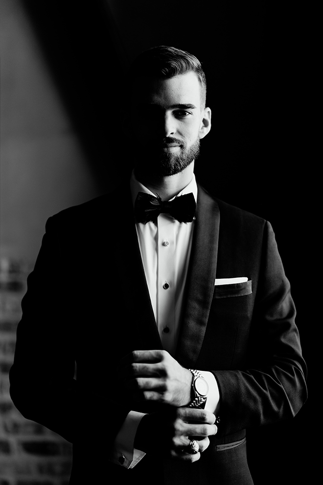 groom, grooms suit, bowtie, black, white, groomswear, accessories, emily figurelli photography