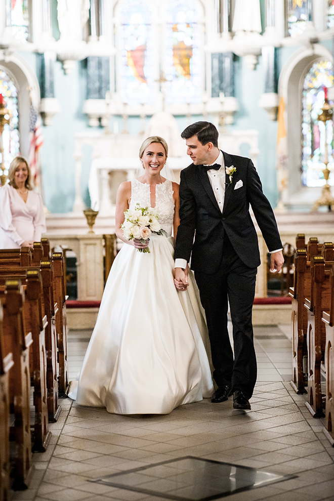 micro wedding, beautiful, houston, sleeveless wedding gown, church ceremony, catholic, bridal bouquet, white, ivy, groom, bridal up-do, janelle alexis salon, groom's suit, bowtie, elegant