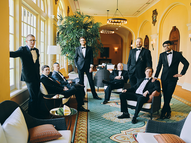 groom, groomsmen, groomswear, groom's suit, black bow tie, hotel galvez & spa