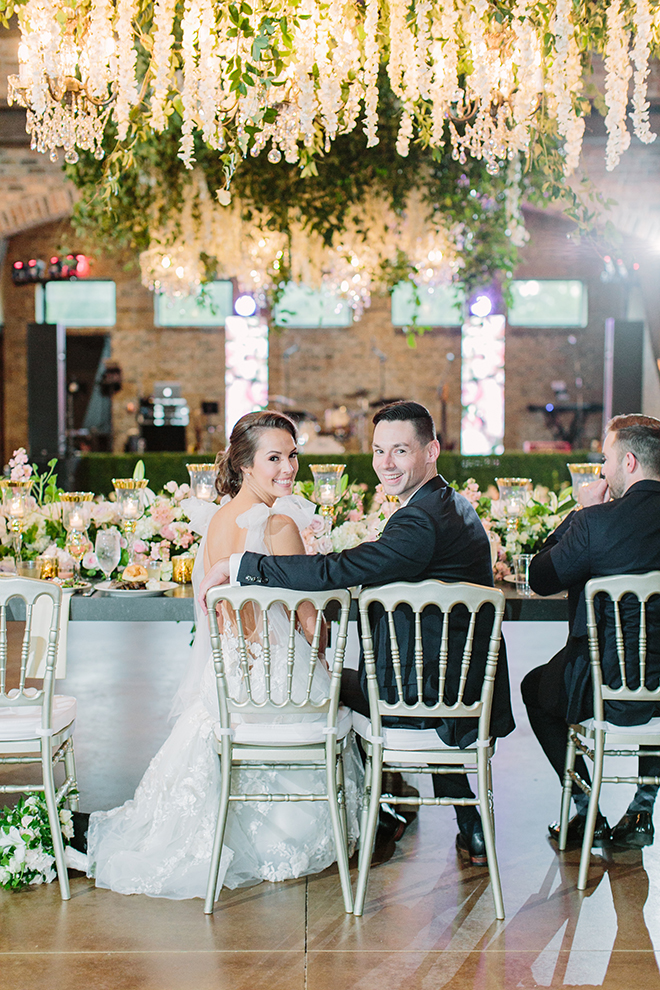 white roses, greenery, iron manor, plants n petals, plants n petals, reception decor, ceiling decor, flower garland, greenery garland, wedding table